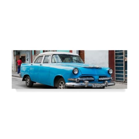 Philippe Hugonnard 'Classic Blue Car' Canvas Art,16x47